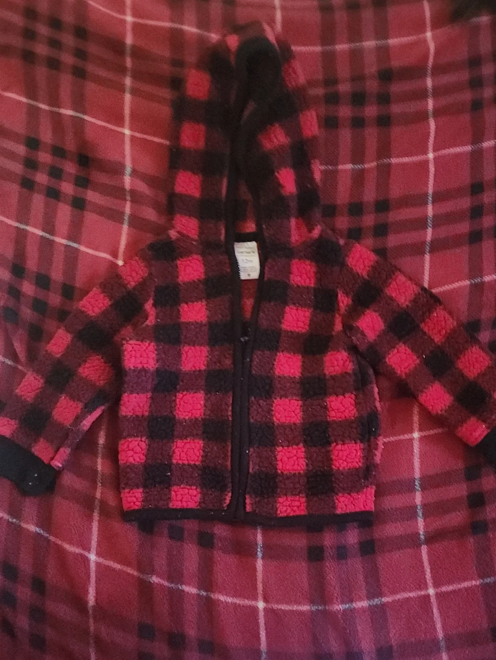 Carter's Red and Black Plaid Hooded Puffer Jacket
